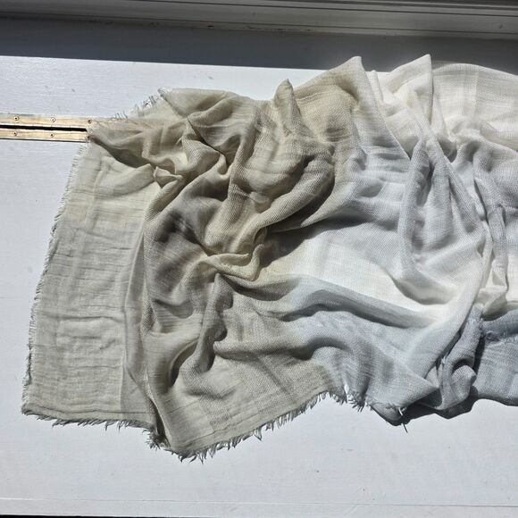 Vince Camuto Ombre Scarf, Light Blue Cream White, Tiny Gold Highlights, One Size - Picture 3 of 6